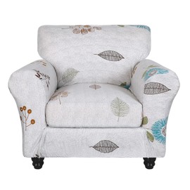 SearchI Stretch Sofa Cover Printed Couch Covers, Floral Pattern 2 Piece Armchair Slipcover with Separate Chair Cushion Cover, Washable Furniture Protector for Living Room(Armchair, Autumn Leaves)