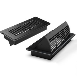 6-Position Tilt Vent Deflector & Floor Vent Cover, 2 Pack, 4x10 Floor Register, Tool‑Free Install, Adjustable Vent Covers for Home Floor, Office & Ceiling (Black)