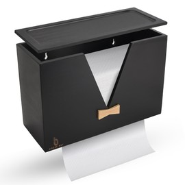 Cozee Bay Bamboo Paper Towel Dispenser, Paper Towel Holder with Lid for Home and Commercial, Wall Mount or Countertop