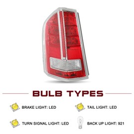 JSBOYAT Tail Light Compatible with 2011-2014 Chrysler 300 with Chrome Accent LH (Left Driver Side)