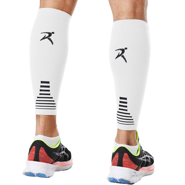 Rymora unisex-adult Leg Compression Socks, Calf Support Sleeves for Legs Pain Relief, Comfortable and Secure Footless for Fitness, Running, and Shin Splints 1 Pack, White, Large