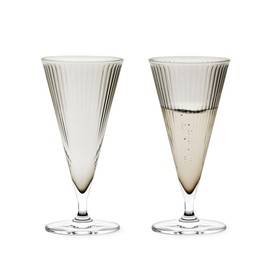 Rosendahl Grand Cru Nouveau Stemmed Champagne Glasses Set (Set of 2), 6.8 Fl. Oz. - Elegant Lead-Free Crystal, Dishwasher Safe, Modern Design for Sparkling Wine & Champagne (Smoke)