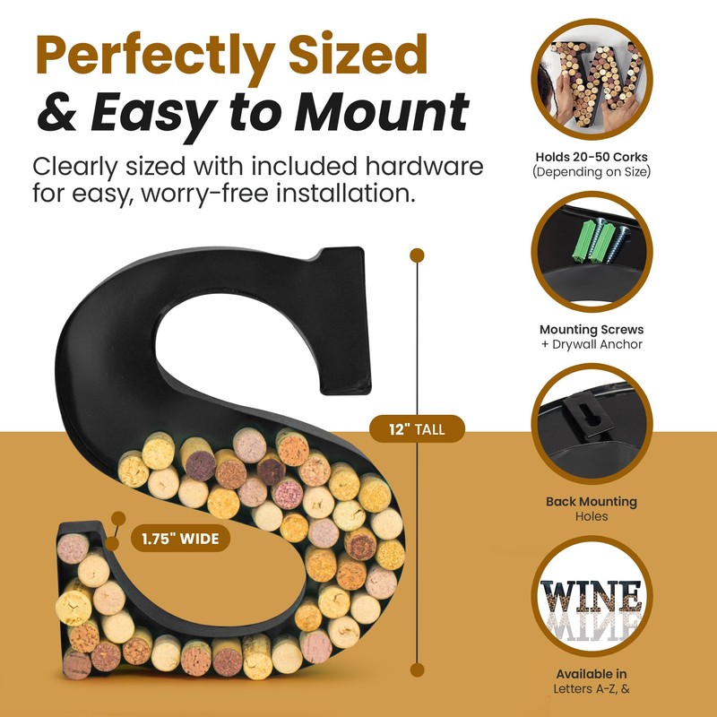 Made Easy Kit Metal Letter Wine Cork Keepsake Saver &