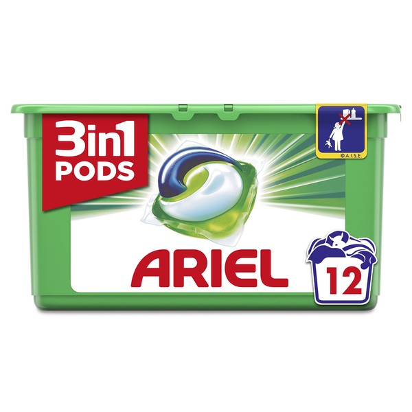Ariel 3 in 1 Pods Regular Washing Tablets, 12 Washes