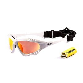 Ocean OCN-11701-3 Floating Sunglasses, Goggle Shape, UV Protection, Impact Resistant Coated Lens, Recycled Material, Shiny White (Polarized Red REVO Lenses)