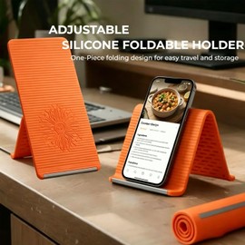 Gptkop 2026 New Flexible Silicone Aluminum Phone Stand Bendable Freely into Any Shape, Universal Adjustable Anti-Slip Desktop Mount for Home Office Travel (Orange)