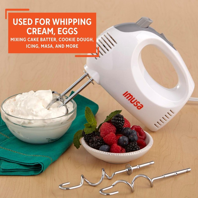 IMUSA USA Hand Mixer with Case 5-Speed ,White, Small