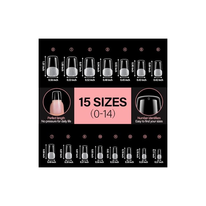 AILLSA Puntas de uñas cuadradas medianas - Puntas de uñas