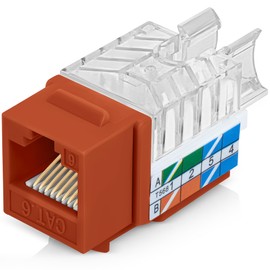 Everest Media Solutions 45° Angled CAT6 Keystone Jack in Orange - Slim Profile RJ45 Ethernet Connector - Compatible with 45° Angled Speed Termination Tool - 45Term (B0BL3GS7ZY) - 10-Pack