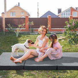 BDEUS Tri-Fold 4" Memory Foam Mattress - Single Size Portable Bed, Foldable Floor Mat for Adults & Kids, Washable CertiPUR-US Certified Cover, Lightweight for Travel/Camping/Yoga