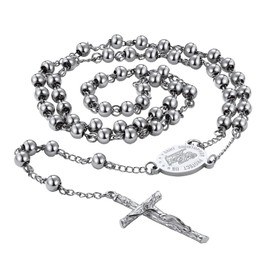 Catholic Rosary for Men St Christopher Rosary Beads Catholic Gifts Women Long Crucifix Necklaces