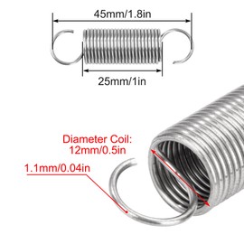 GUNGY Tension Springs with Hooks Stainless Steel Tension Spring Tension Spring 35 mm Outer Diameter 12 mm Wire Diameter 1.1 mm Maximum Tensile Force 2.00 kg 1.1 x 12 x 35 mm 4
