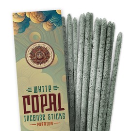 White Copal Aztec Incense Sticks from Mexico - (20 Sticks) for Meditation, Yoga & Spiritual Cleansing - Pure Copal Resin Incense for Purifying Energy & Relaxation, Handcrafted - KINBAL