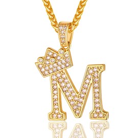 Letter M Necklace Rapper Chain Rich Money Chains Gold Initial Name Necklaces Hip Hop Jewelry M Chain