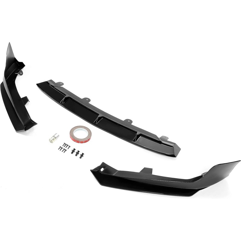 Front Bumper Lip Splitter Kit Painted Gloss Black For 2018-2020