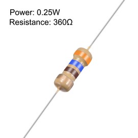 uxcell 100Pcs 360 Ohm Resistor, 1/4W 5% Tolerance Carbon Film Resistors, 4 Bands for DIY Electronic Projects and Experiments