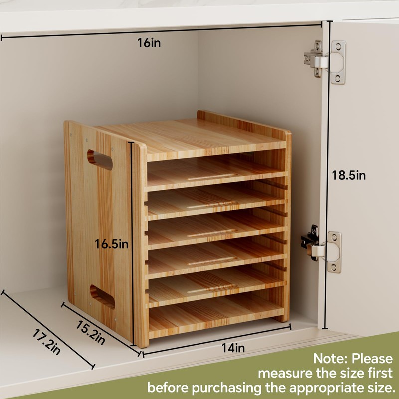HAIDAIYA 7 Tiers Cookie Sheet Organizer for Cabinet, Wooden Tray