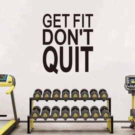 Inspirational Quotes Wall Decals for Gym: Office Motivational Positive Vinyl Art Wall Stickers for Classroom School Bedroom Living Room Home - Get Fit Don't Quit 20" X 24"