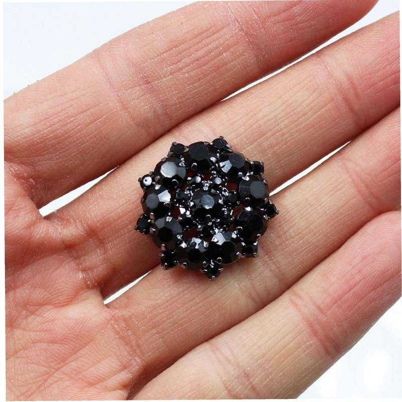 Namzi 10pcs Black Rhinestone Buttons Shank Diamante Accessories DIY for