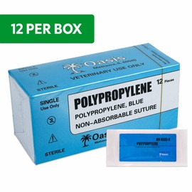 Oasis Polypropylene Surgical Suture, 2-0, (FS) 3/8 26mm Reverse Cutting Needle, 75cm, 12/Box, Veterinary Use