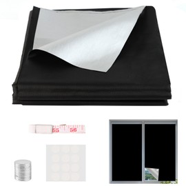 Black Adjustable Blackout Shades, 150x100cm Curtains Blackout Material Cover with Suction Cups, Magnetic Blackout Blinds Window, Blackout Blinds with Velcro Strips for Bedroom Decor Indoor