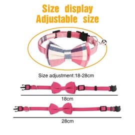 DOOCECIY 2 Pcs Kitten Collarr, Adjustable Breakaway Cute Pink Cat Collar with Bow Bells