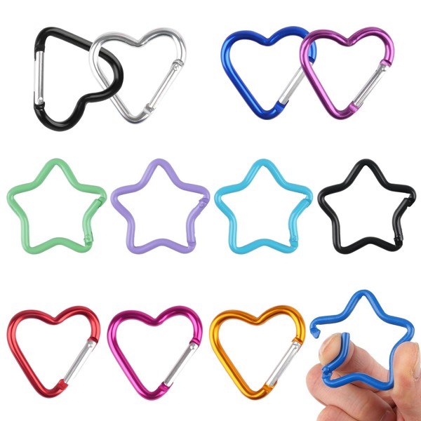 Pack of 12 Carabiner Set, Colourful Snap Hook Clips, Carabiner