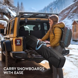 Navaris Snowboard Bag for Men and Women - 157 cm - with Side Pocket & Adjustable Straps - For Easy Snowboard Carrying - Black & Light Blue