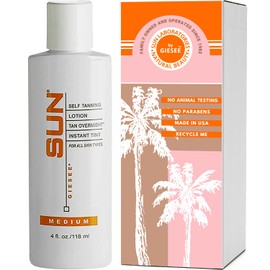 Sun Laboratories By Giesee Tan Overnight Sunless Tanning Lotion 4 oz - Organic Self Tanner, Long Lasting Tanning Lotion, Natural Body Lotion for Sunless Tan, Face & Body Self Tanner
