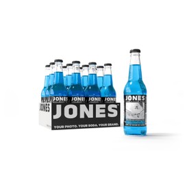 Jones Soda Co. Blue Bubblegum Flavor | 12-Pack | The Original Craft Soda | Made with Pure, 100% Cane Sugar | Pop Beverages/Soft Drinks | 12 Oz Glass Bottles