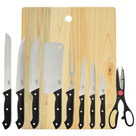 Gibson Home Wildcraft 10 Piece Cutlery Set with Wooden Cutting Board