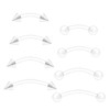 Gojewen 8pcs Clear Curved Barbells Retainer 16G Plastic Eyebrow Lip