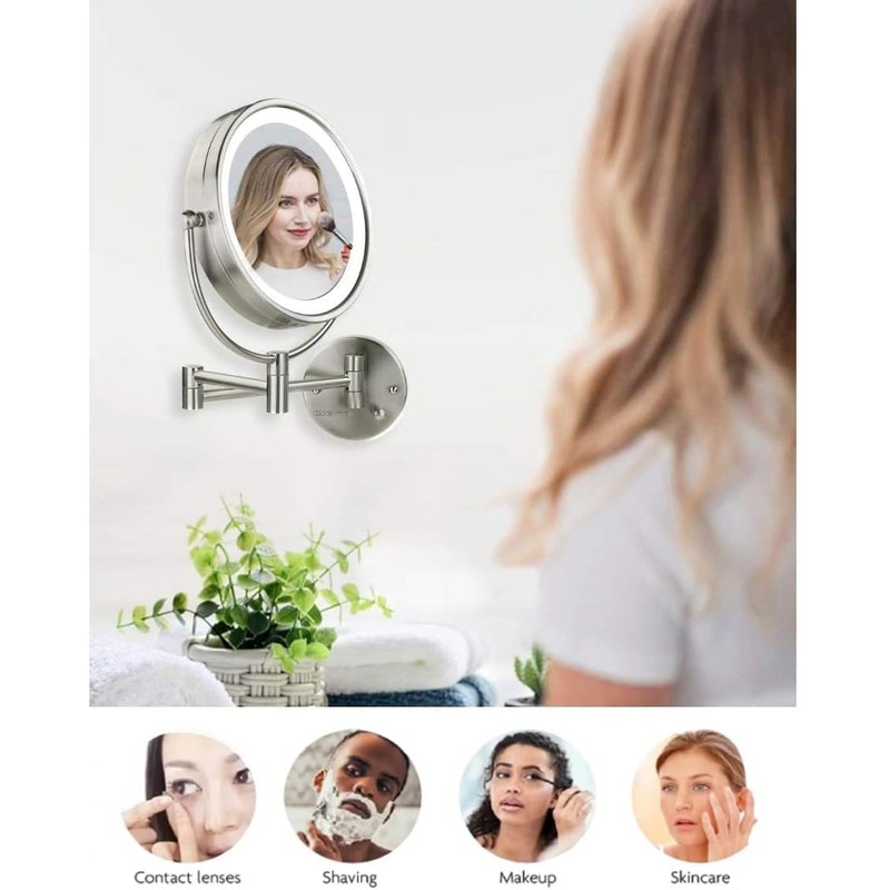 OVENTE Wall Mounted Lighted Makeup Vanity Mirror, 9" Hard Wired