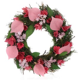 com-four® Decorative Easter Flower Wreath with Hanger for the Table or the Door
