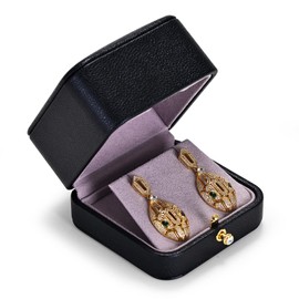 Oirlv Black Leather Earring Box Luxury Earring Boxes Elegant Earring Case for Proposal Engagement Wedding Birthday (Earring Box)