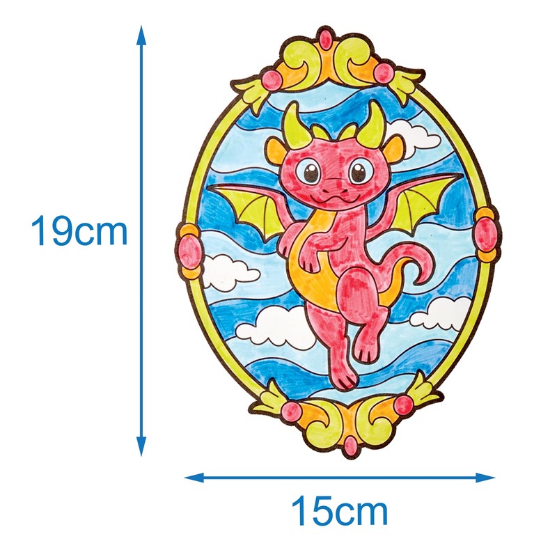 Baker Ross FN086 Mythical Creatures Colour-in Window Decorations - Pack