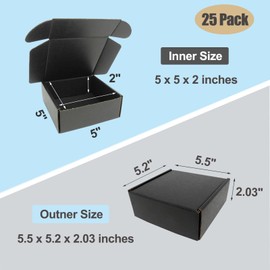 ELAZEKES - Shipping Box 5x5x2 inch 25 pack small gift boxes cardboard boxes for small business black light flat cute packaging literature box for