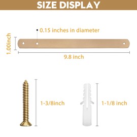 AddGrace 10 PCS Leather Curtain Rod Holder, PU Leather Curtain Rod Holders for Hanging Towel, Decorative Wall Hooks, Wall Mounted Loop for Oars 9.8" Gold