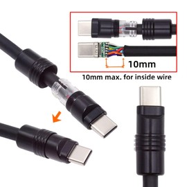 chenyang USB C DIY Connector Aluminum Alloy USB 3.0 Type C Male Plug Port Repair Replacement Solder Adapter for OD 4.0-6.0mm Cable Black