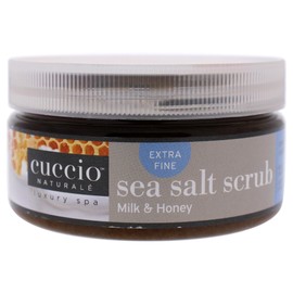 Cuccio Naturale Sea Salt Scrub - Extra Fine - Gently Exfoliates To Remove Dead Skin Cells - Leaves Skin Supple, Radiant And Youthful Looking - Paraben And Cruelty Free - Milk And Honey - 8 Oz