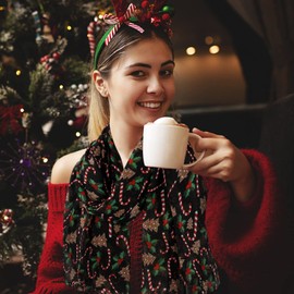 E-Clover Fashion Scarf for Women Lightweight Christmas Scarves Shawl Wrap for Holiday Winter Gifts Black