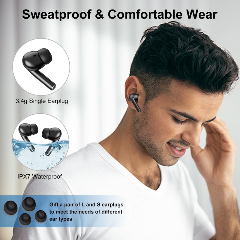 Touch Screen Earbuds, Smart Earphones with Touchscreen, 13 Functions Wireless