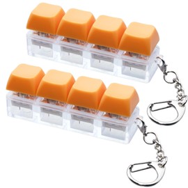 2 Pcs Keyboard Fidget Toy, Keyboard Fidget Keychain 4-in-1 Keyboard Decompression Button Finger Clicker Toys, Button Stress Relief Fidget Gifts for Adult to Relief Stress (Orange)