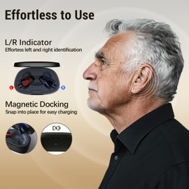 LINNER Saturn New 2025 OTC Hearing Aids for Senior & Adult, Rechargeable Amplifiers with Comfort Design, Noise Cancellation for Aid & Assist Hearing, Discreet & Nearly Invisible In-Ear Device(Black)