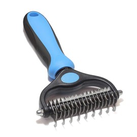 Generic Professional Pet Deshedding Brush - Dematting Pet Fur Knot for Long Haired Dogs and Cats, Double Sided, Blue
