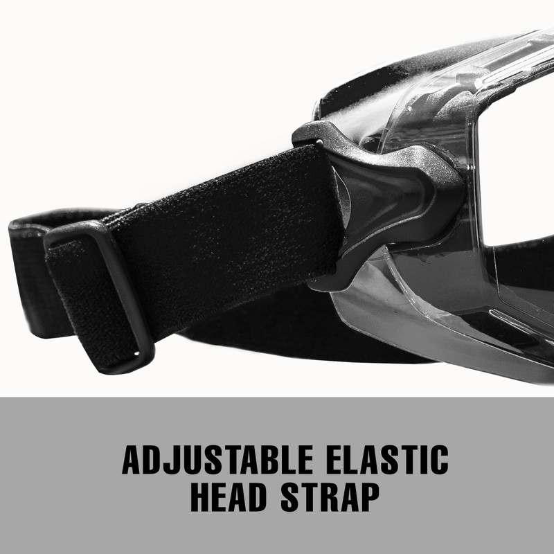 SolidWork Safety Goggles Anti-Fog Clear Lens with Adjustable Elastic Headband.
