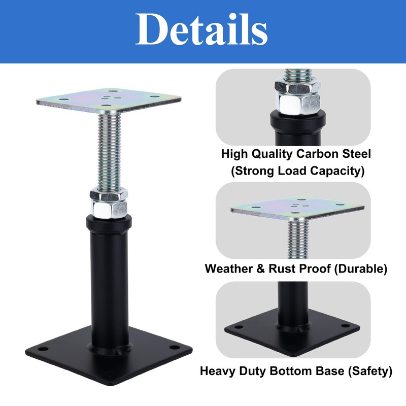 2 Pack Adjustable Floor Jack Post, 6’’-9’’ Height Range, House