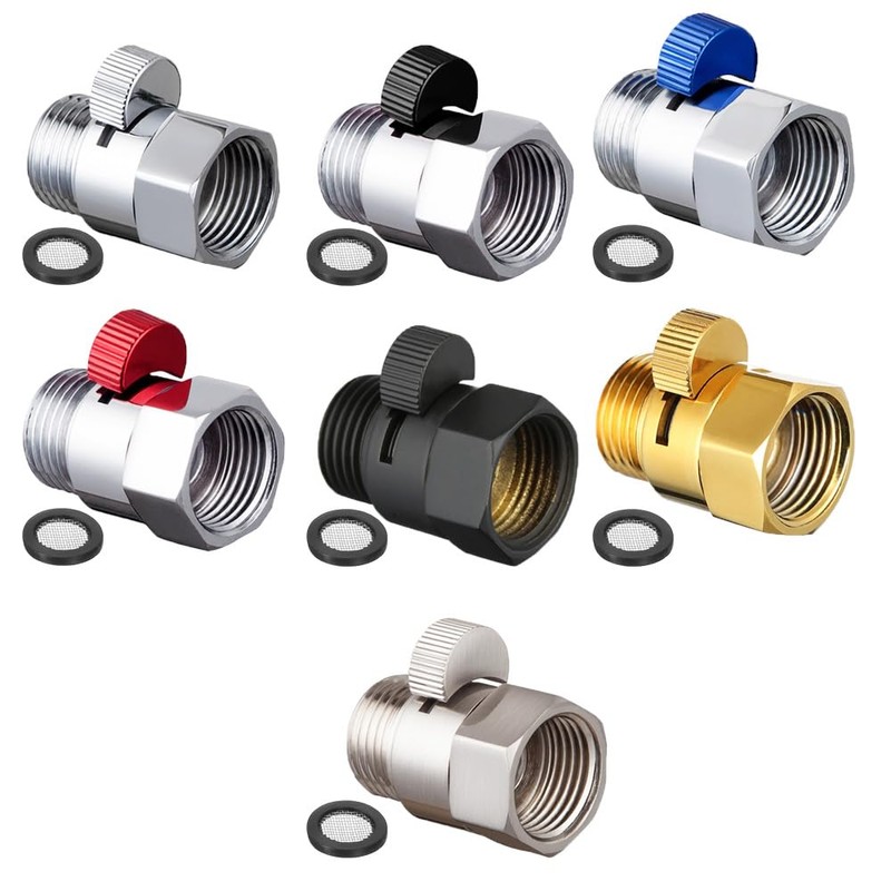 Matte Black Solid Brass Shower Head Shut Off Valve Water