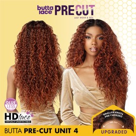 Sensationnel Butta Lace Precut Wigs - Unit 4 Glueless Extra Wide 5 Inch Deep Parting Synthetic Pre Tweezed Smaller Knot Hairline (1 JETBLACK)