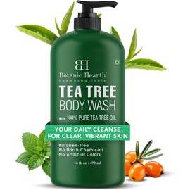 BOTANIC HEARTH Tea Tree Body Wash, ayuda a los hongos de las unas, los atletas de los pies, los gusanos de anillo, el picor del caldo, el acne, el eczema y el olor corporal, alivia el picor y promueve la piel y los pies saludables, naturalmente perfumados